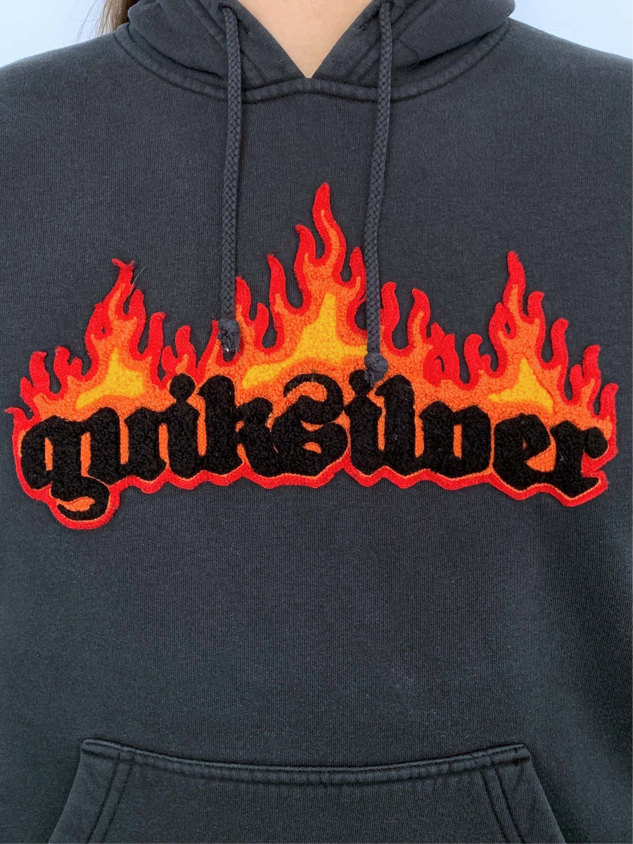 RARE VINTAGE QUIKSILVER FLAME HOODIE - 6/8