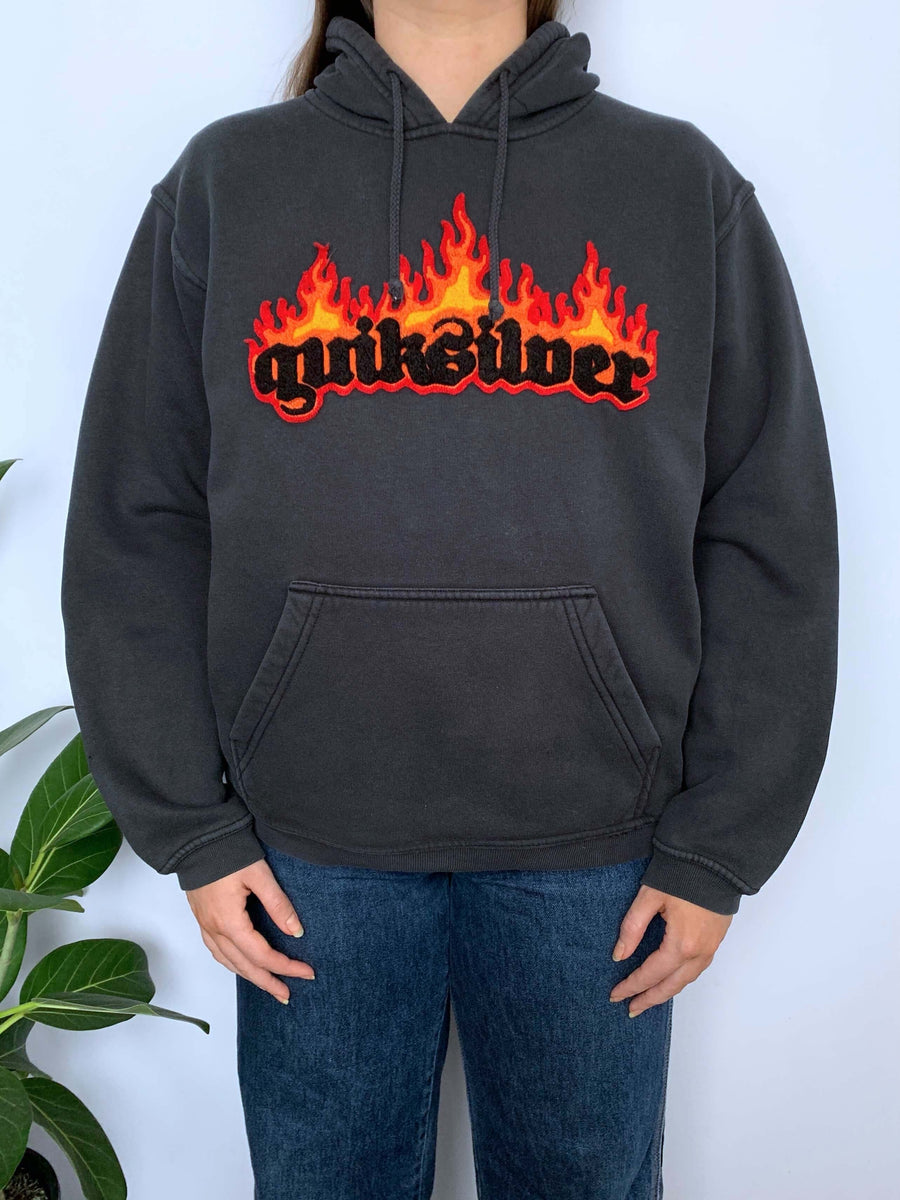 RARE VINTAGE QUIKSILVER FLAME HOODIE - 6/8