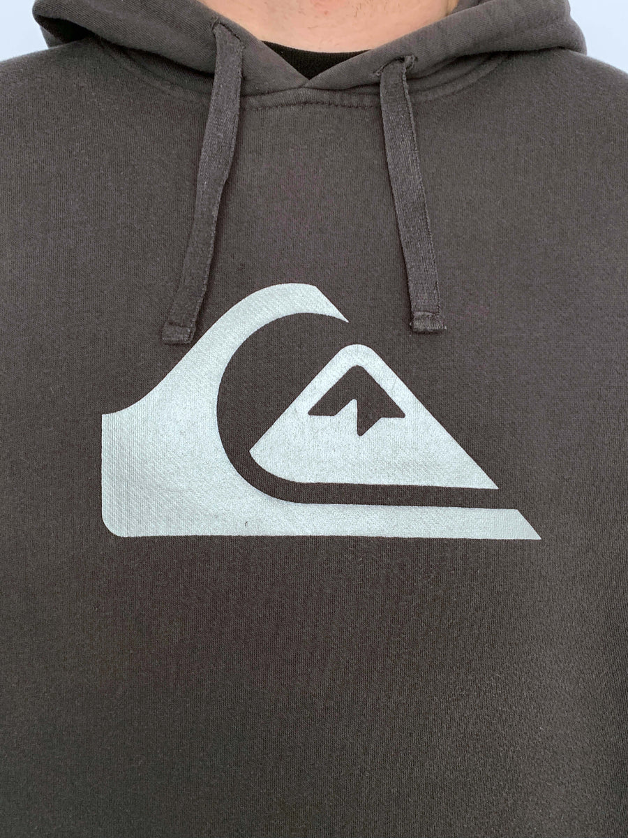 OLD SCHOOL QUIKSILVER BIG LOGO HOODIE - L