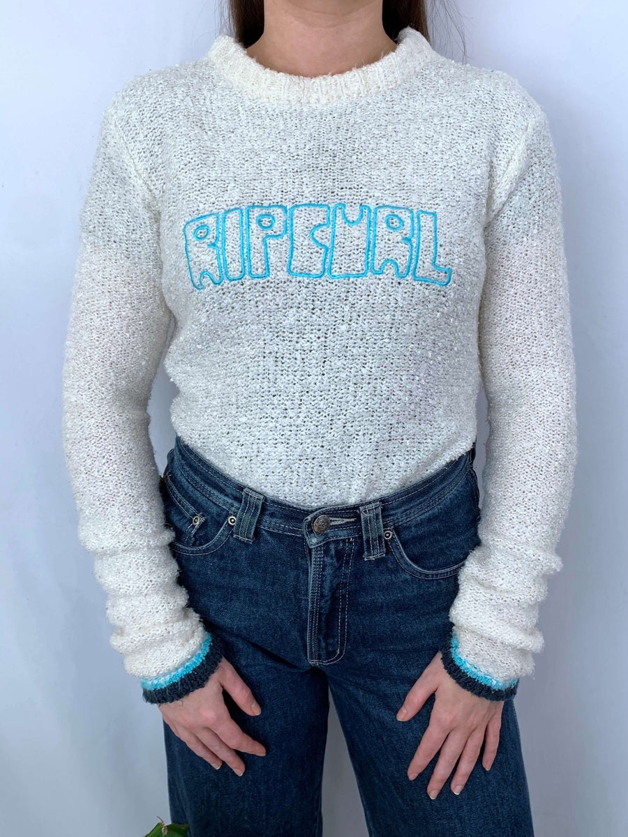 VINTAGE RIP CURL SPELLOUT CHUNKY KNIT - 8