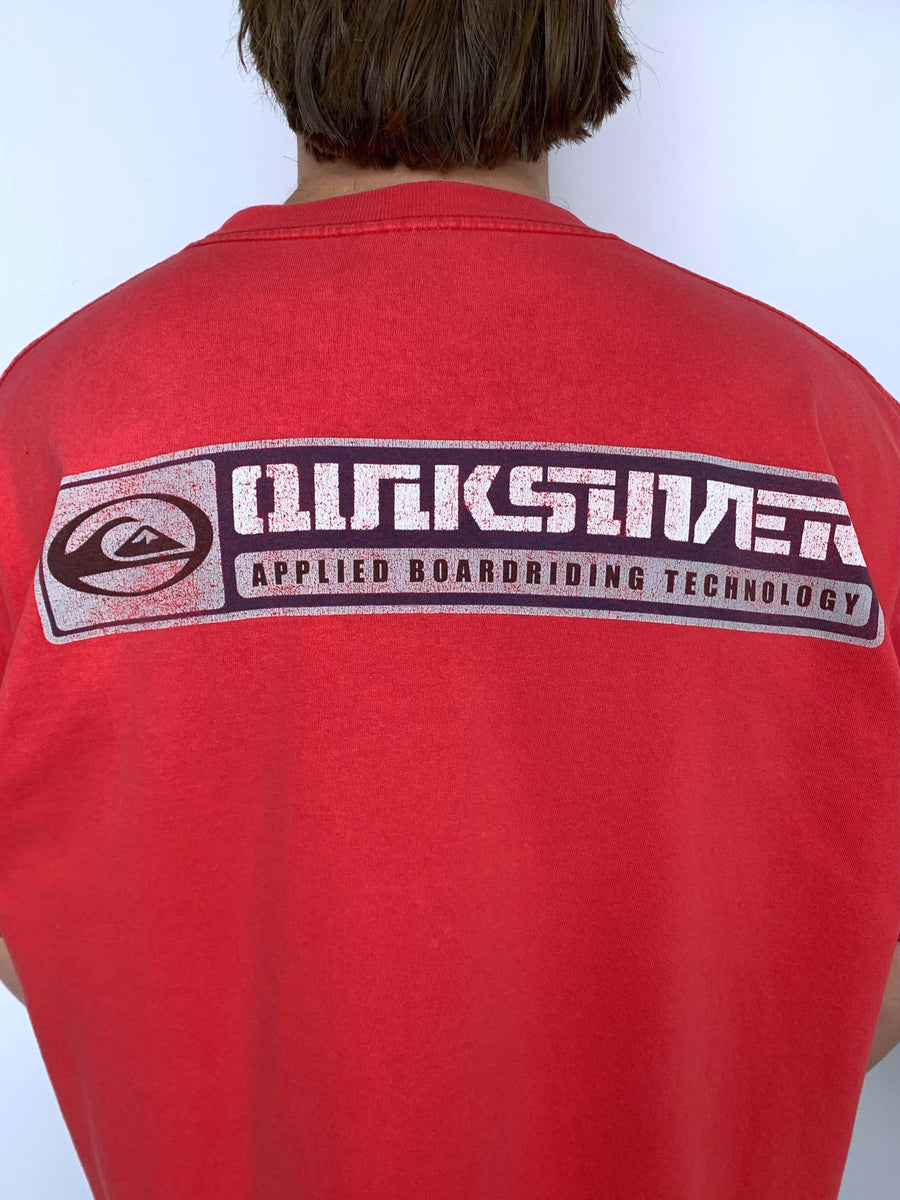 FADED VINTAGE QUIKSILVER BOARDRIDING TECH GRAPHIC TEE - XL