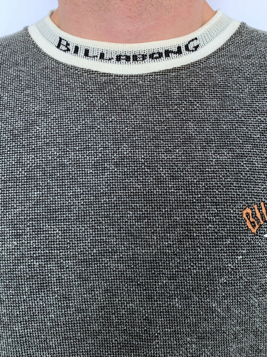 90S BILLABONG KNIT SPELLOUT COLLAR TEE - M