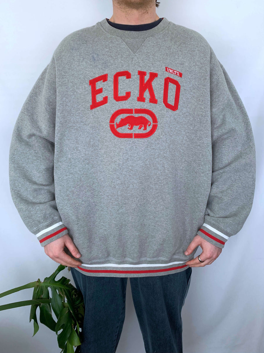 BAGGY VINTAGE ECKO SPELLOUT/LOGO CREWNECK - XXL