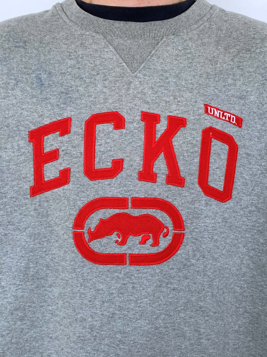 BAGGY VINTAGE ECKO SPELLOUT/LOGO CREWNECK - XXL