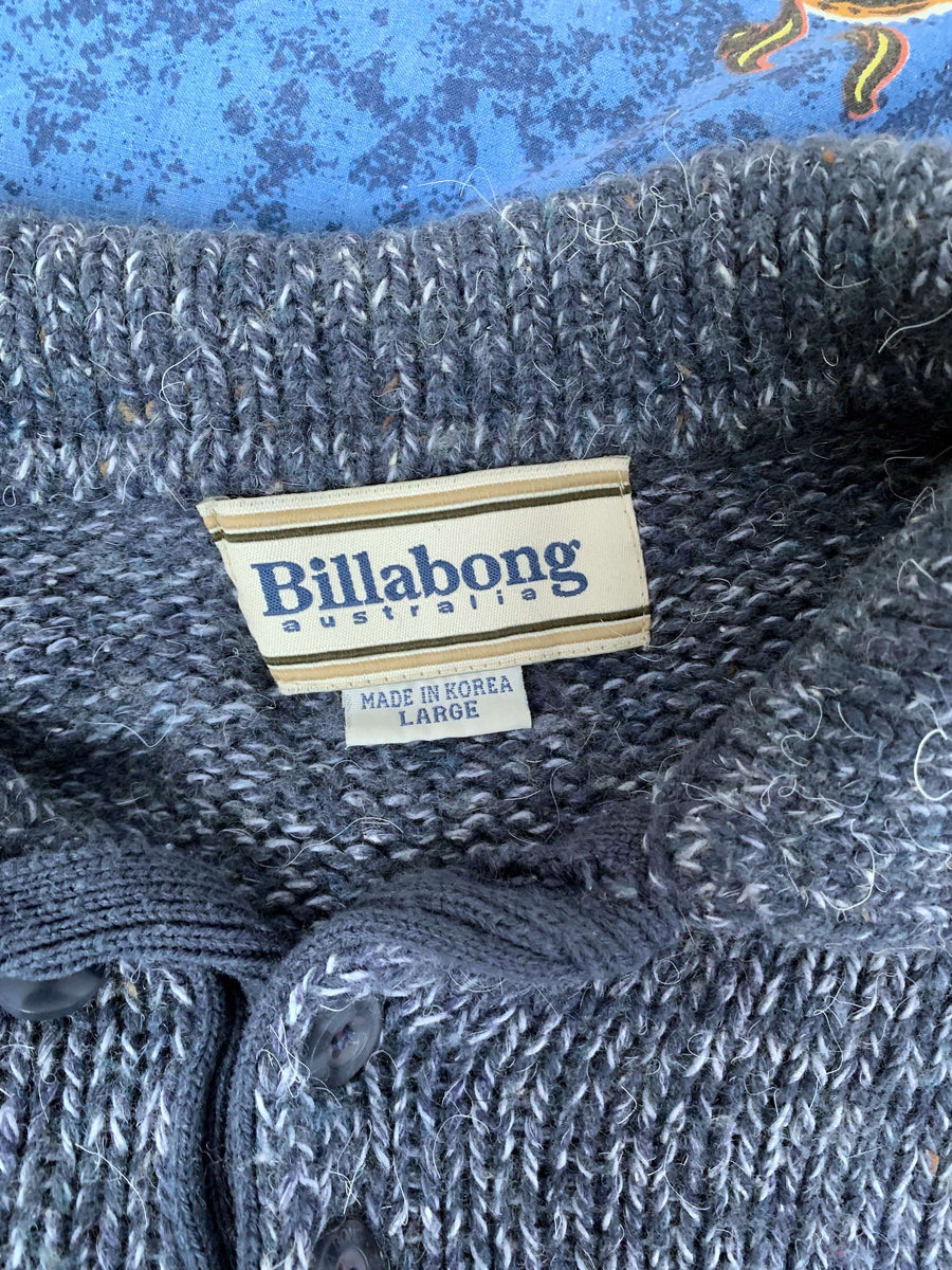 90S BILLABONG QTR BUTTON KNIT JUMPER - M/L