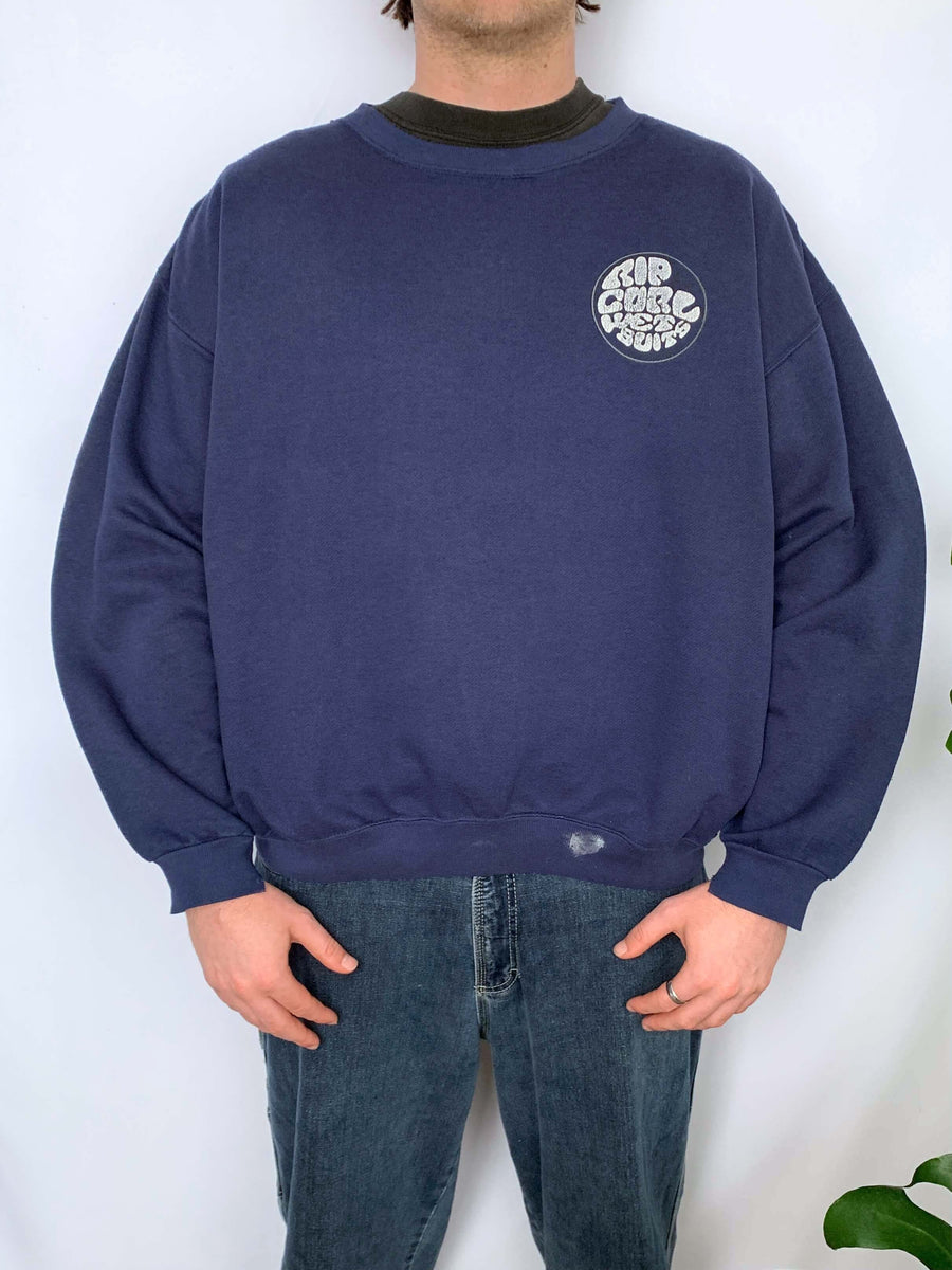 90S RIP CURL WETSUITS HUGE LOGO CREWNECK - M/L