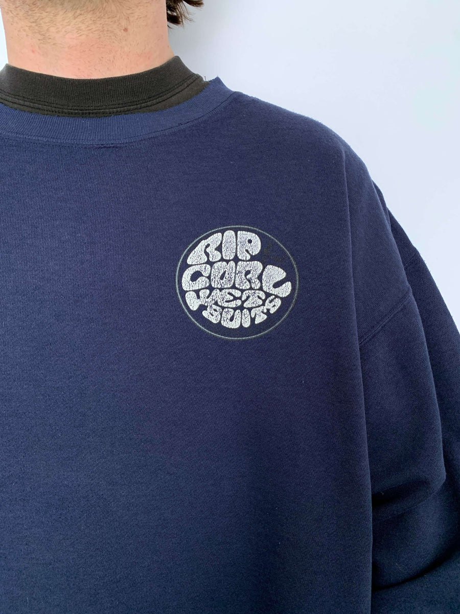 90S RIP CURL WETSUITS HUGE LOGO CREWNECK - M/L