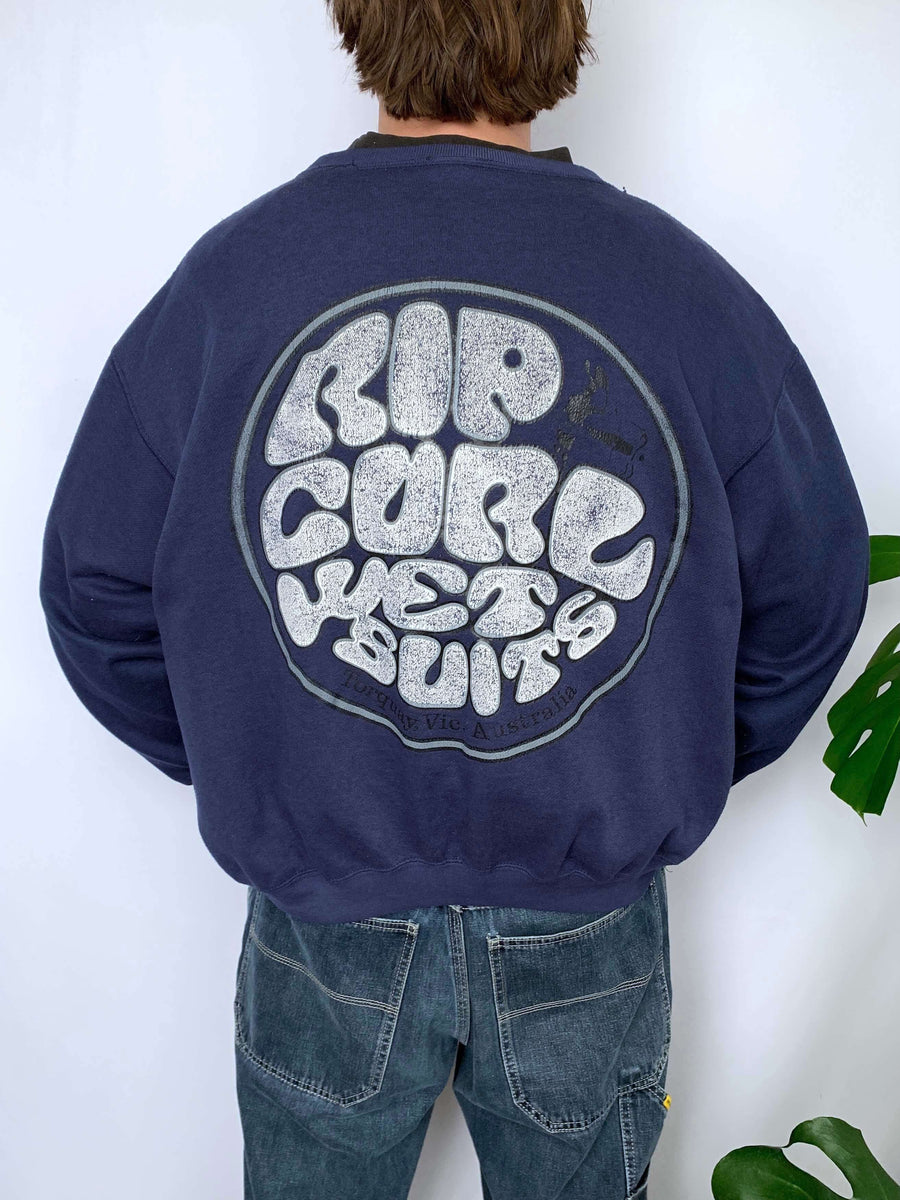 90S RIP CURL WETSUITS HUGE LOGO CREWNECK - M/L