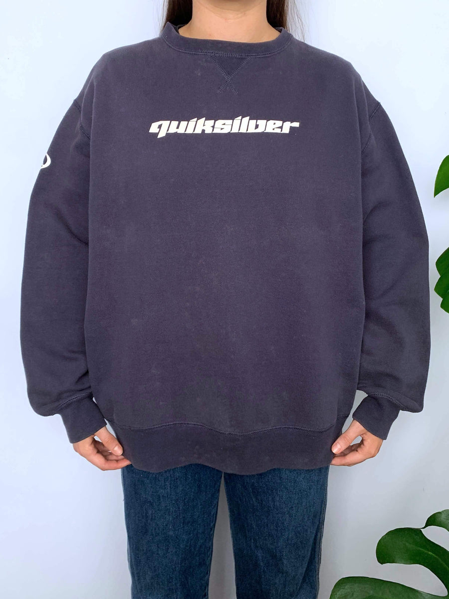 FADED VINTAGE QUIKSILVER LOGO/SPELLOUT CREWNECK - S