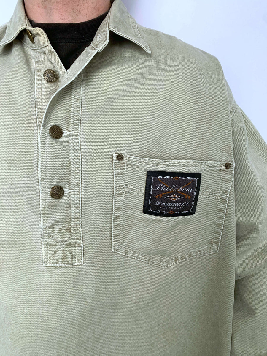 90S BILLABONG QTR BUTTON JACKET/OVERSHIRT - XL/XXL