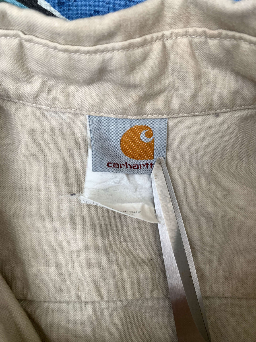 THICK VINTAGE CARHARTT WORKWEAR BUTTON UP - XXL