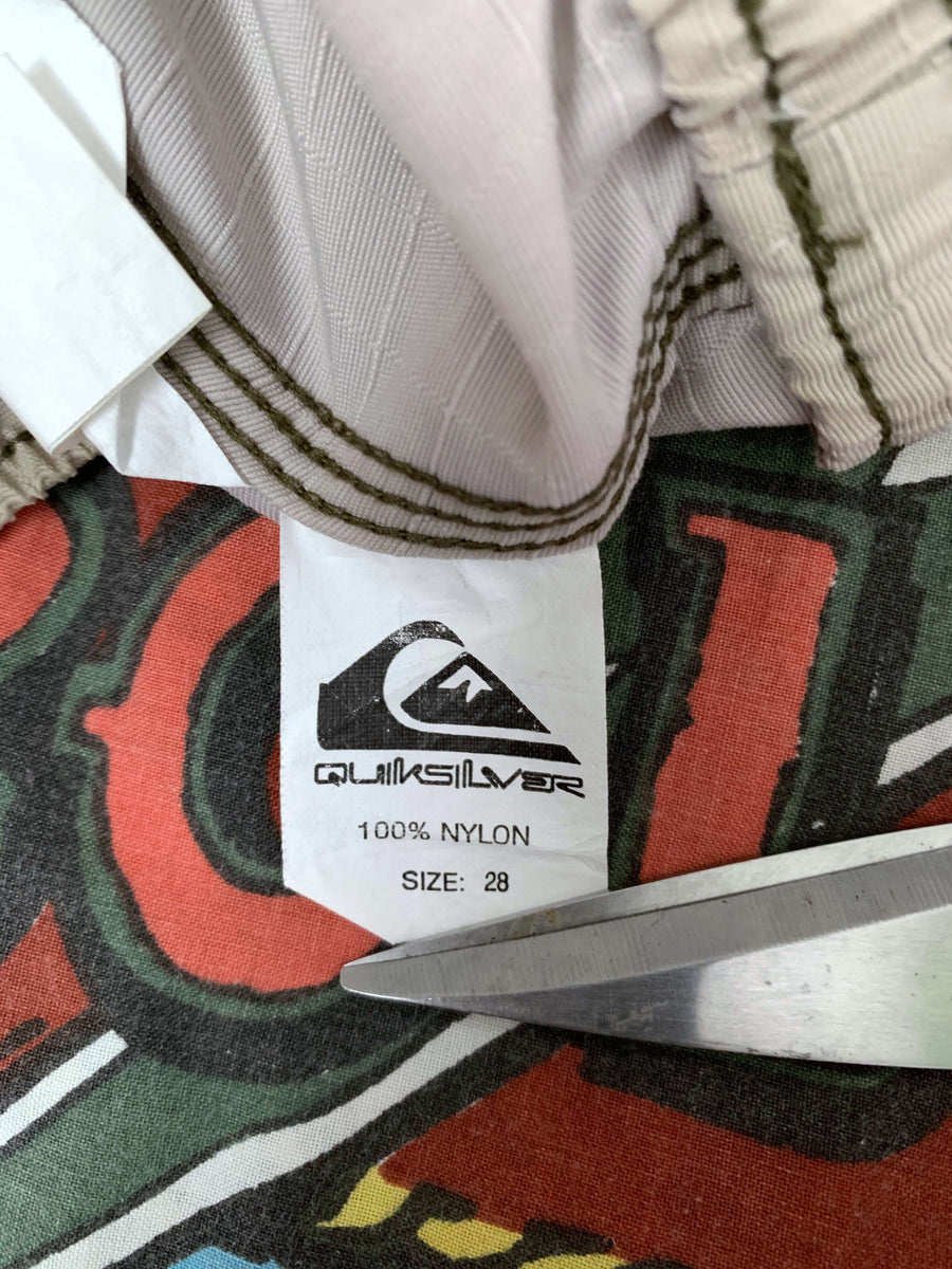 90S QUIKSILVER ELASTIC WAIST CARGO SHORTS