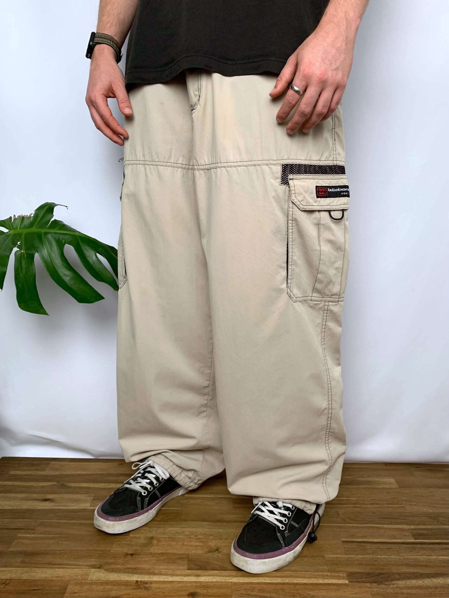 RARE VINTAGE LIGHTWEIGHT BILLABONG TOGGLE HEM CARGO PANTS - W35