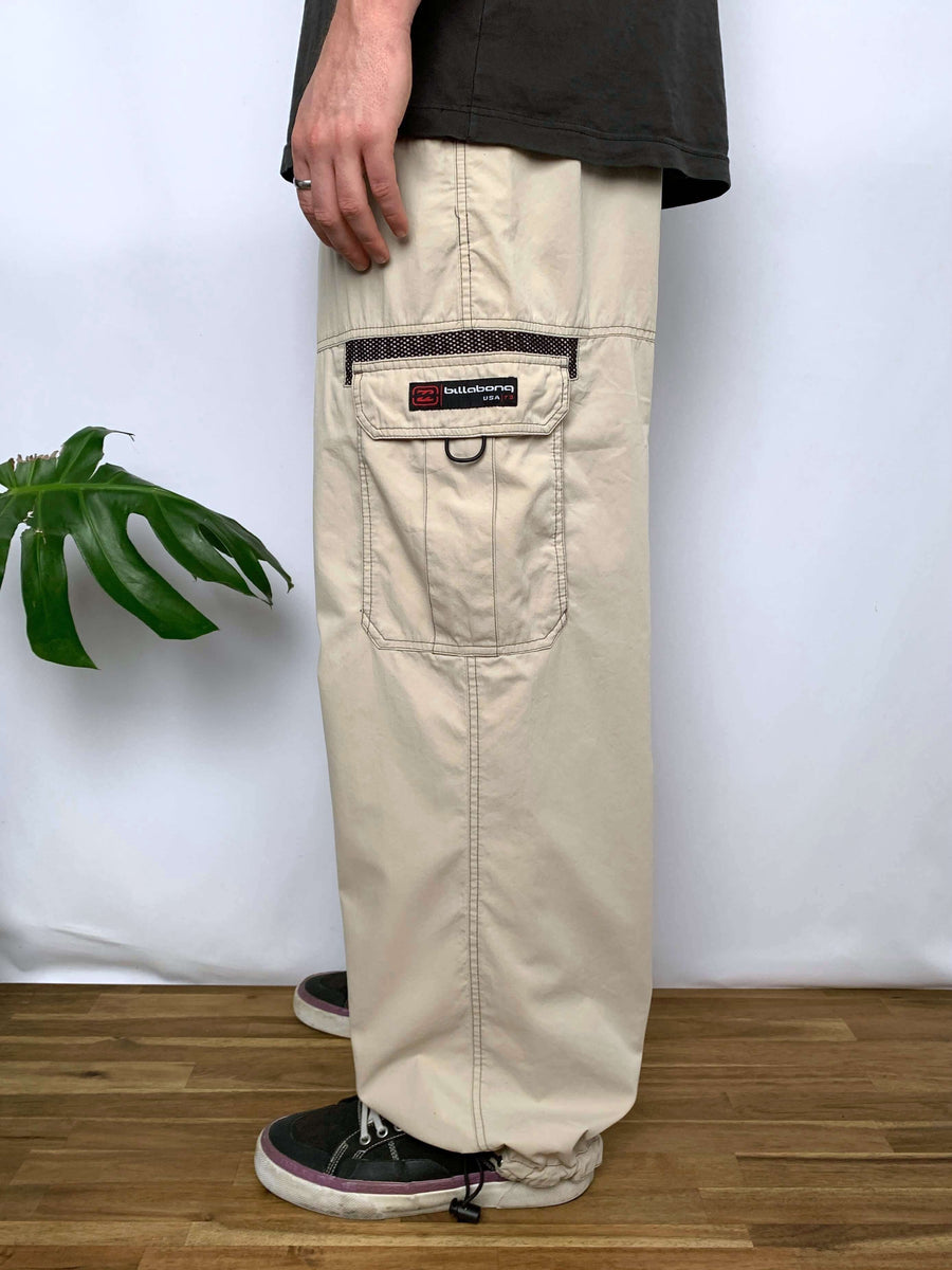 RARE VINTAGE LIGHTWEIGHT BILLABONG TOGGLE HEM CARGO PANTS - W35