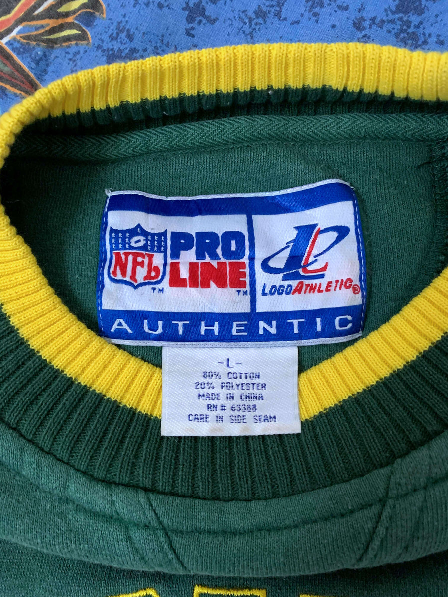 THICK VINTAGE GREENBAY PACKERS EMBROIDERED CREWNECK - L