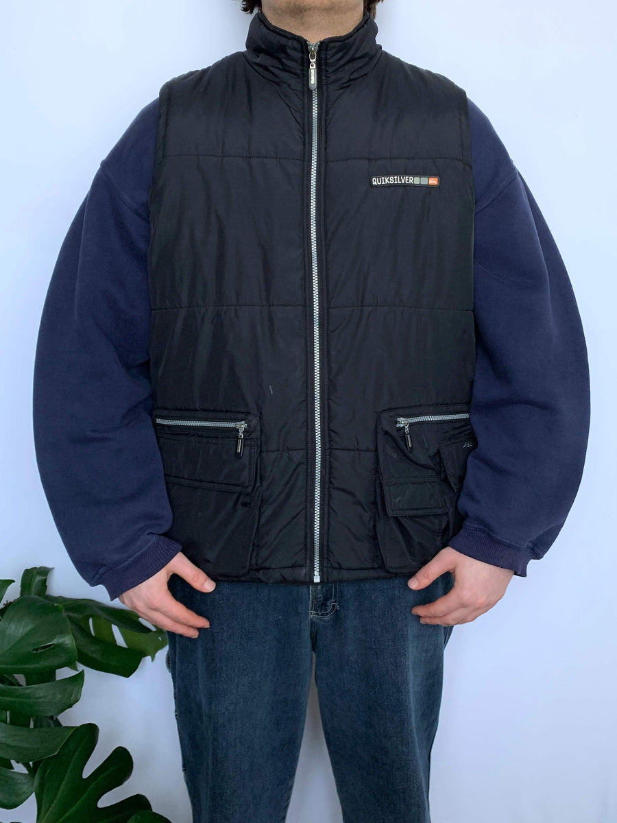 RARE VINTAGE QUIKSILVER PUFFER VEST - L