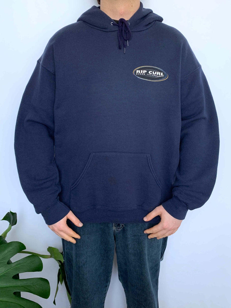 90S RIP CURL USA GRAPHIC HOODIE - L