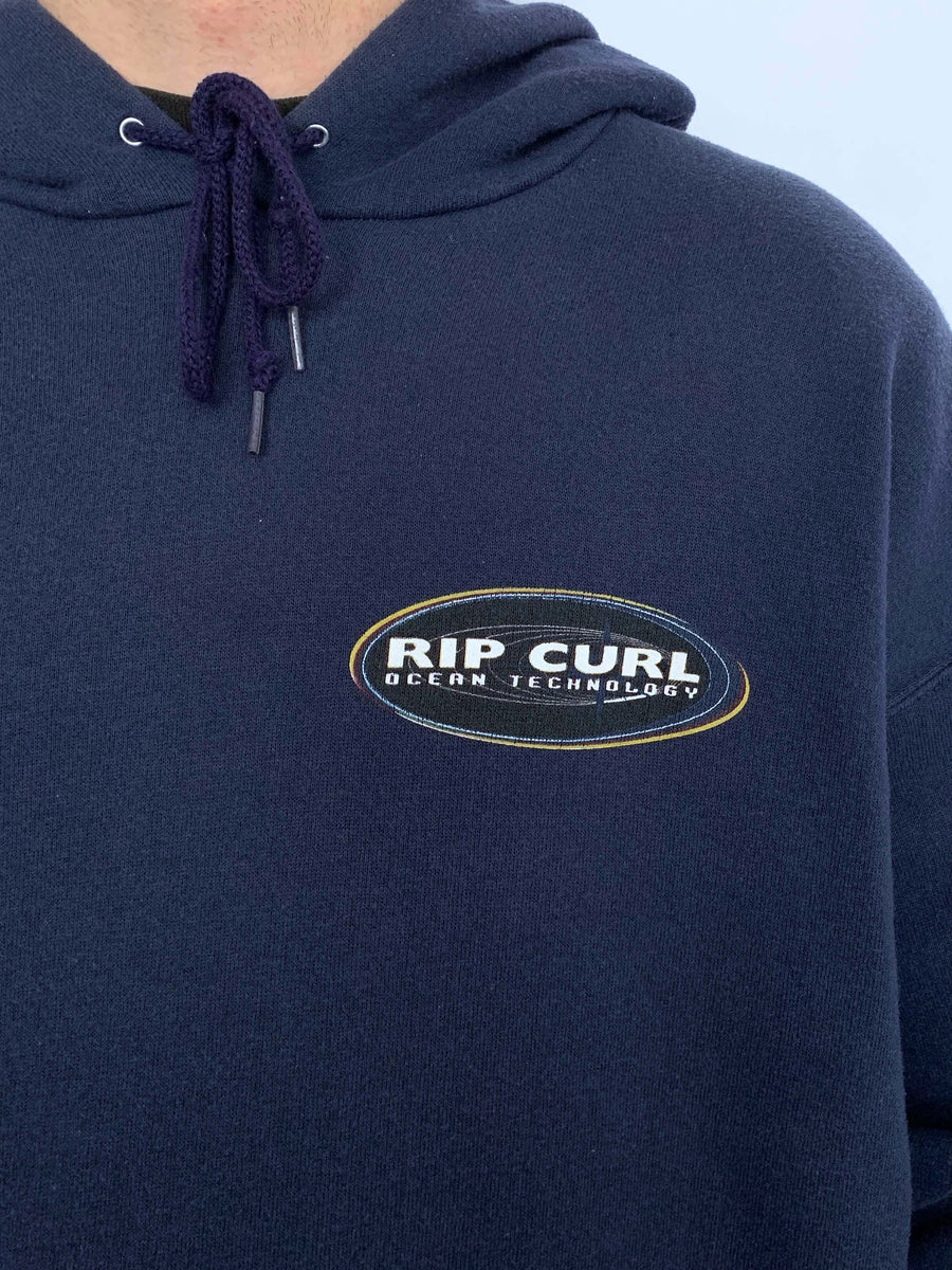 90S RIP CURL USA GRAPHIC HOODIE - L