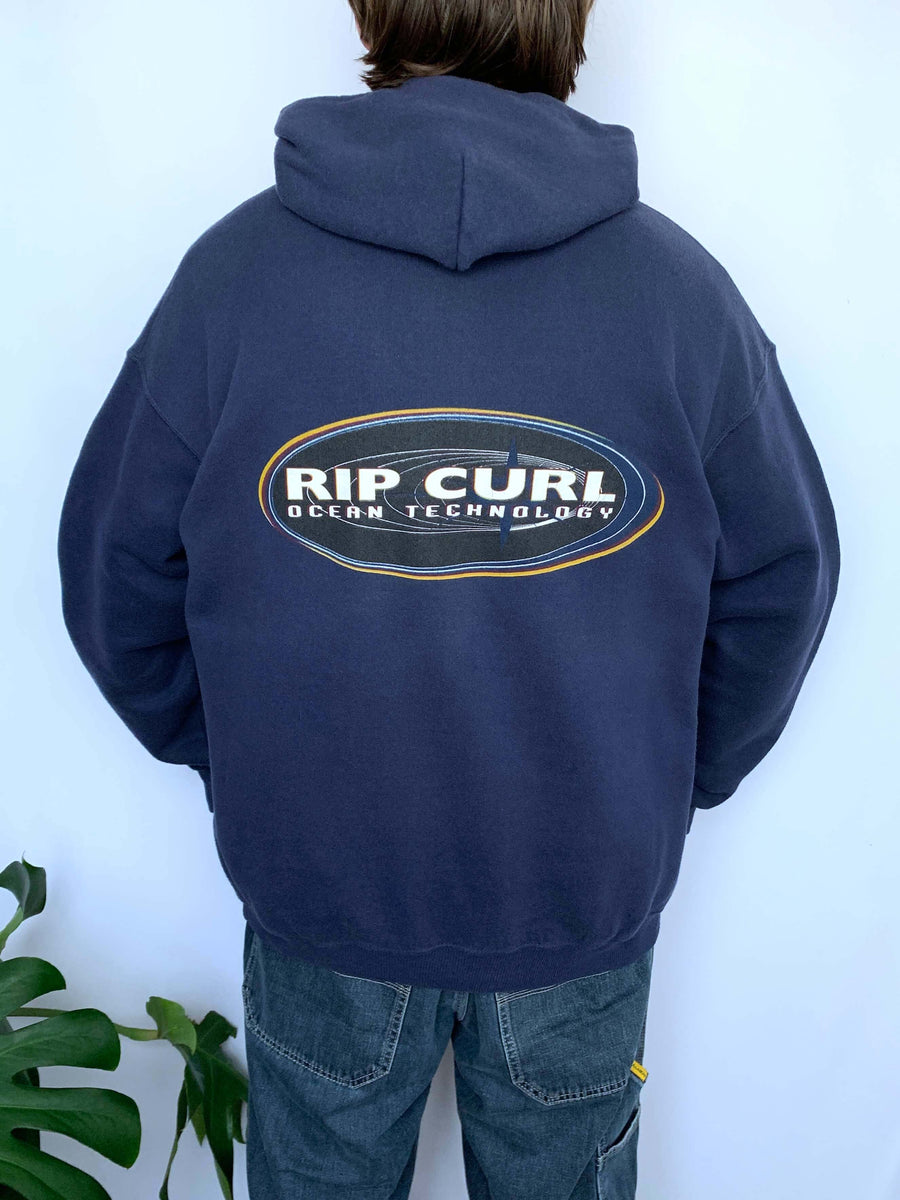 90S RIP CURL USA GRAPHIC HOODIE - L