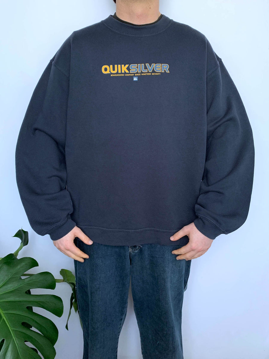 BAGGY VINTAGE QUIKSILVER SPELLOUT CREWNECK - L/XL