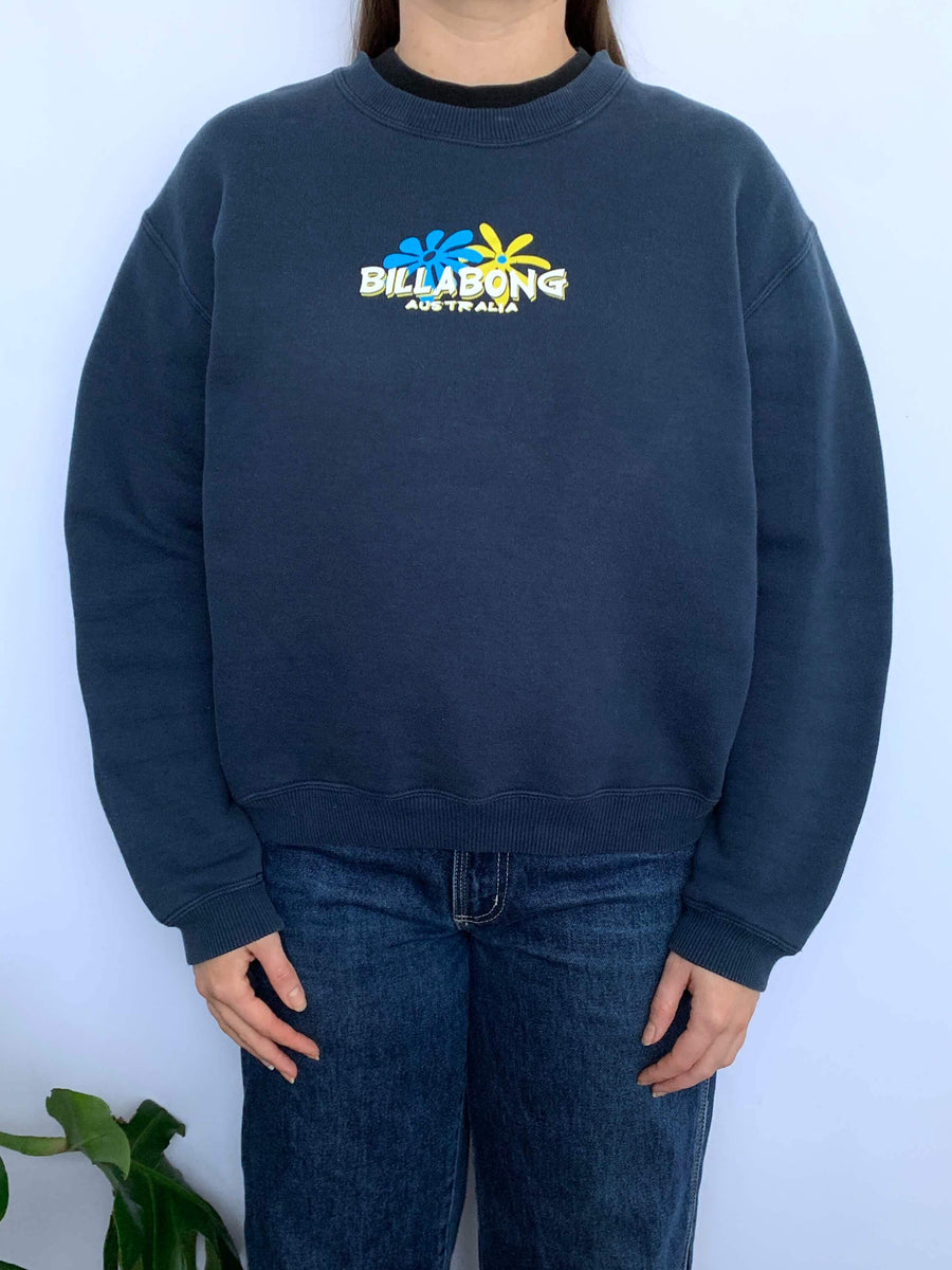 CUTE VINTAGE BILLABONG FLOWER GRAPHIC CREWNECK - 8
