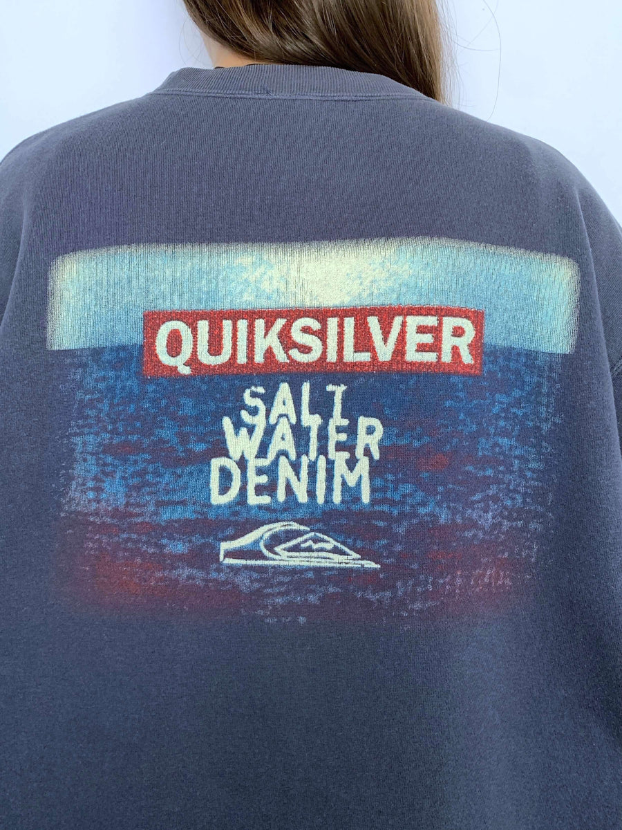 VINTAGE QUIKSILVER QSD SALT WATER DENIM CREWNECK - S/10/12