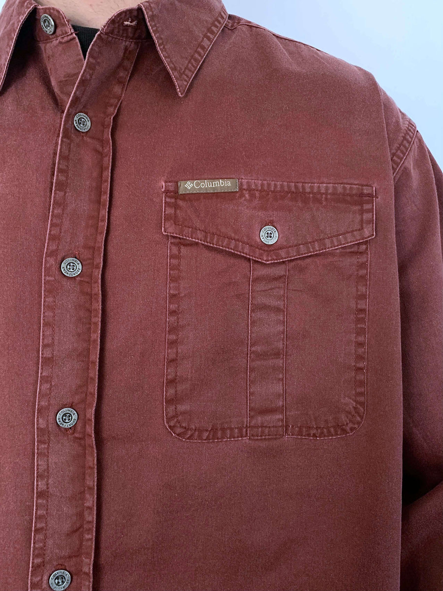 FADED RED VINTAGE COLUMBIA OVERSHIRT - L