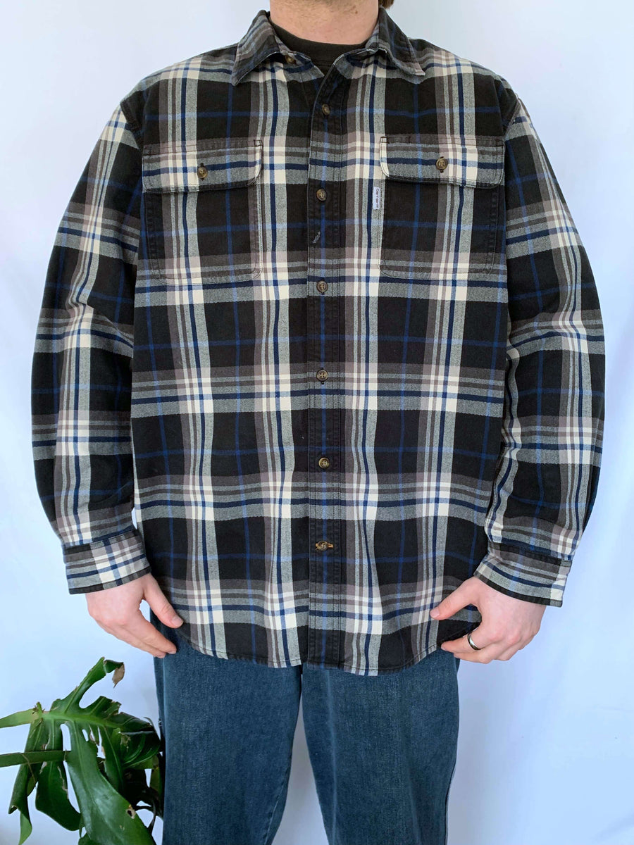 THICK CARHARTT CHECK OVERSHIRT - L