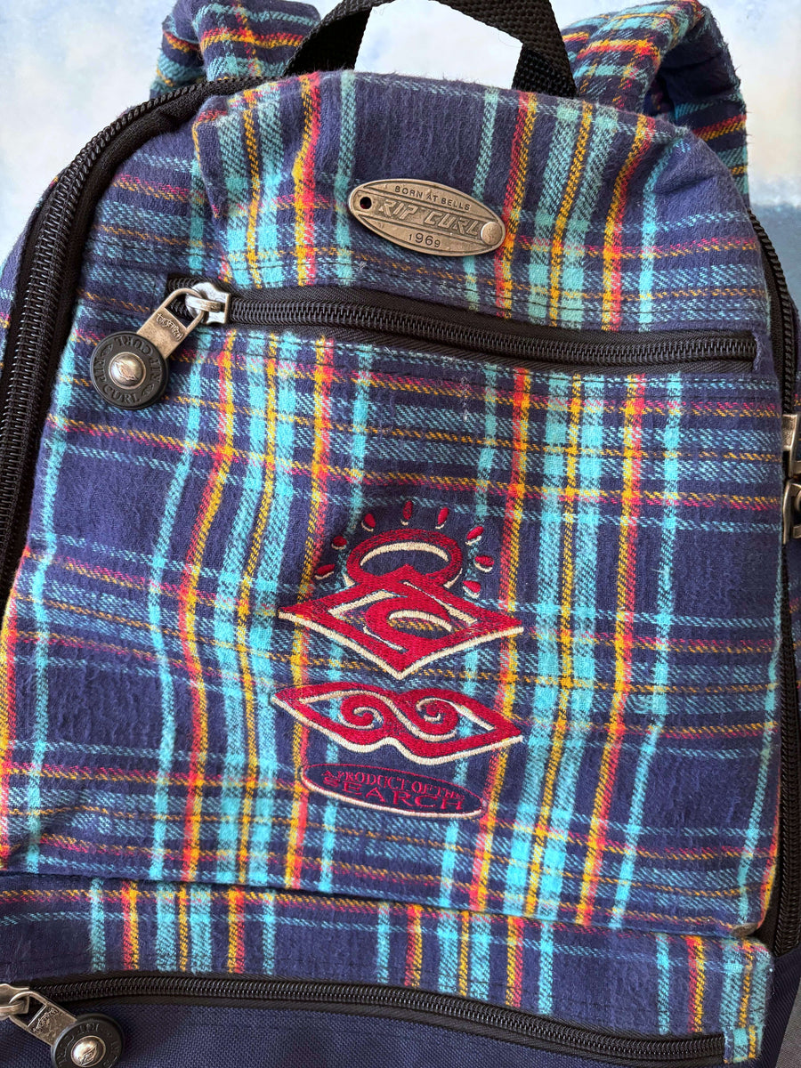 RARE 90S RIP CURL FLANNEL BACKPACK