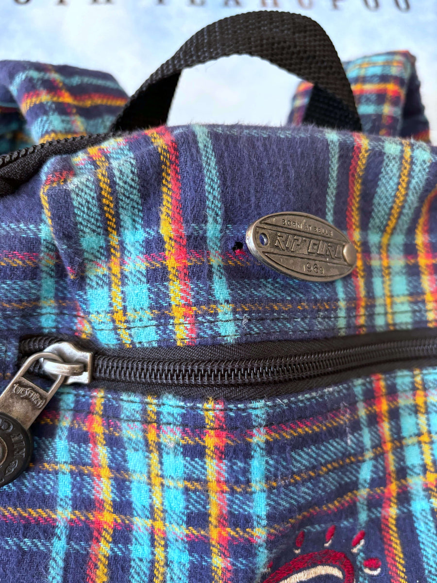 RARE 90S RIP CURL FLANNEL BACKPACK