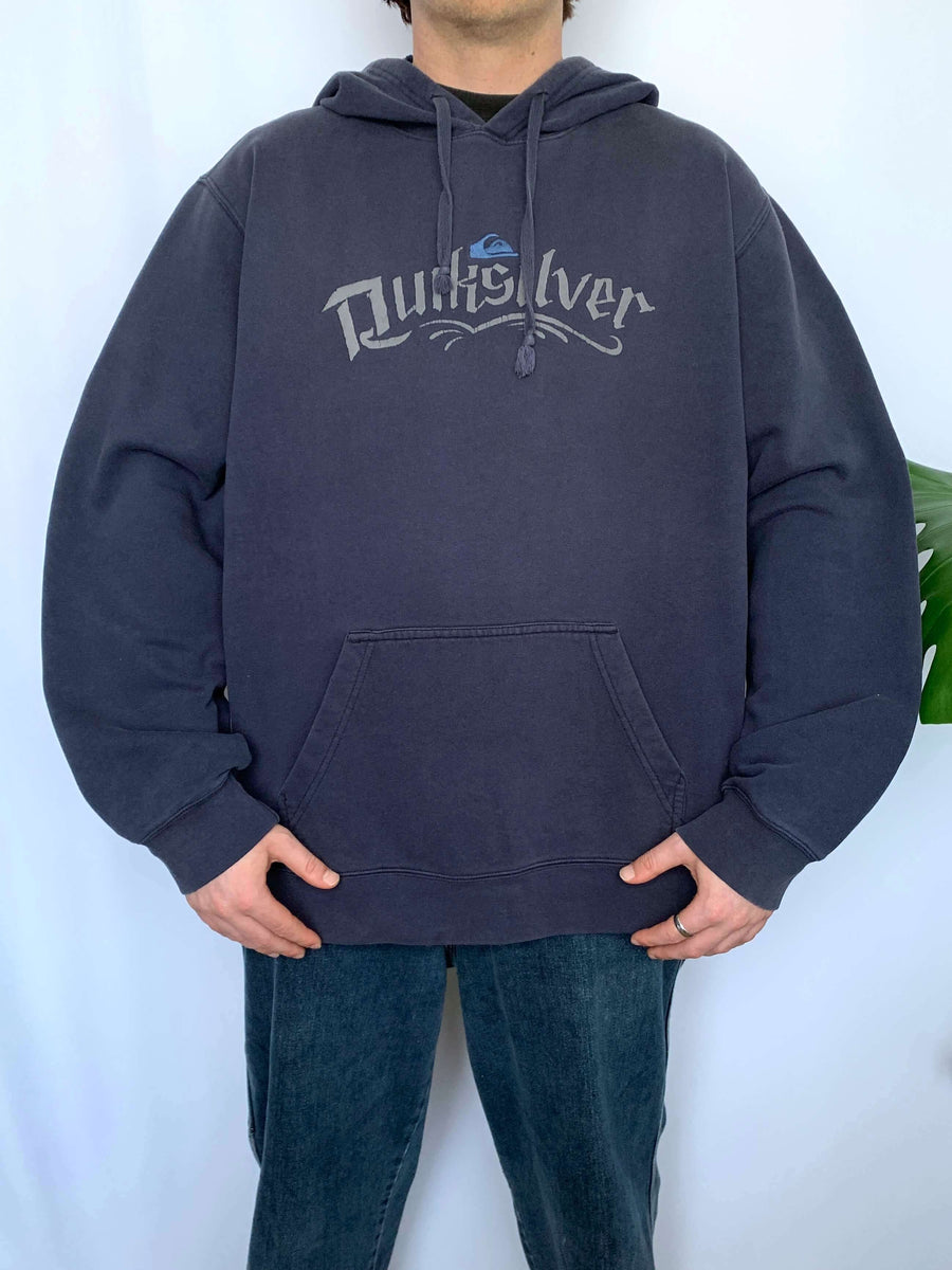 VINTAGE QUIKSILVER FRONT SPELLOUT HOODIE - XL