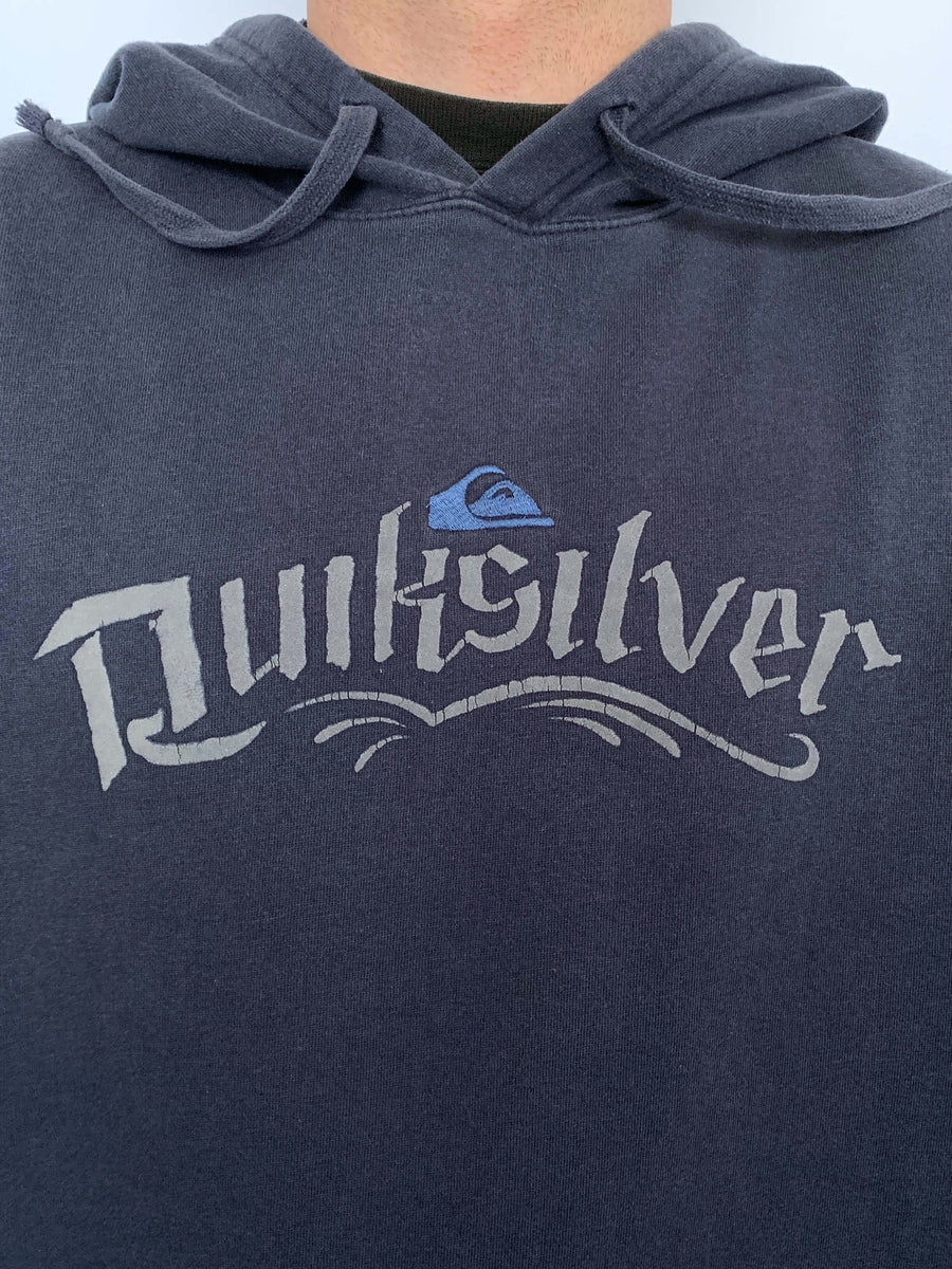 VINTAGE QUIKSILVER FRONT SPELLOUT HOODIE - XL