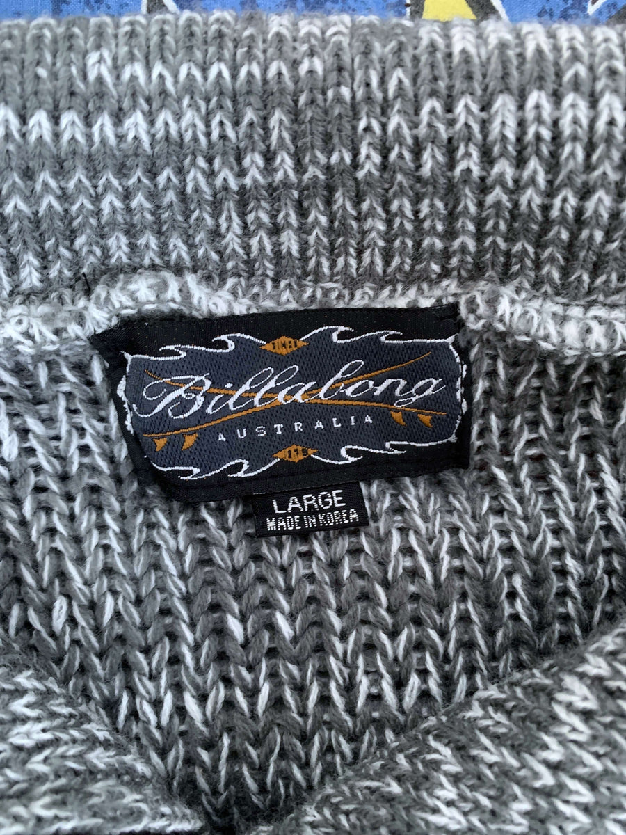 90S BILLABONG KNIT QTR ZIP JUMPER - L