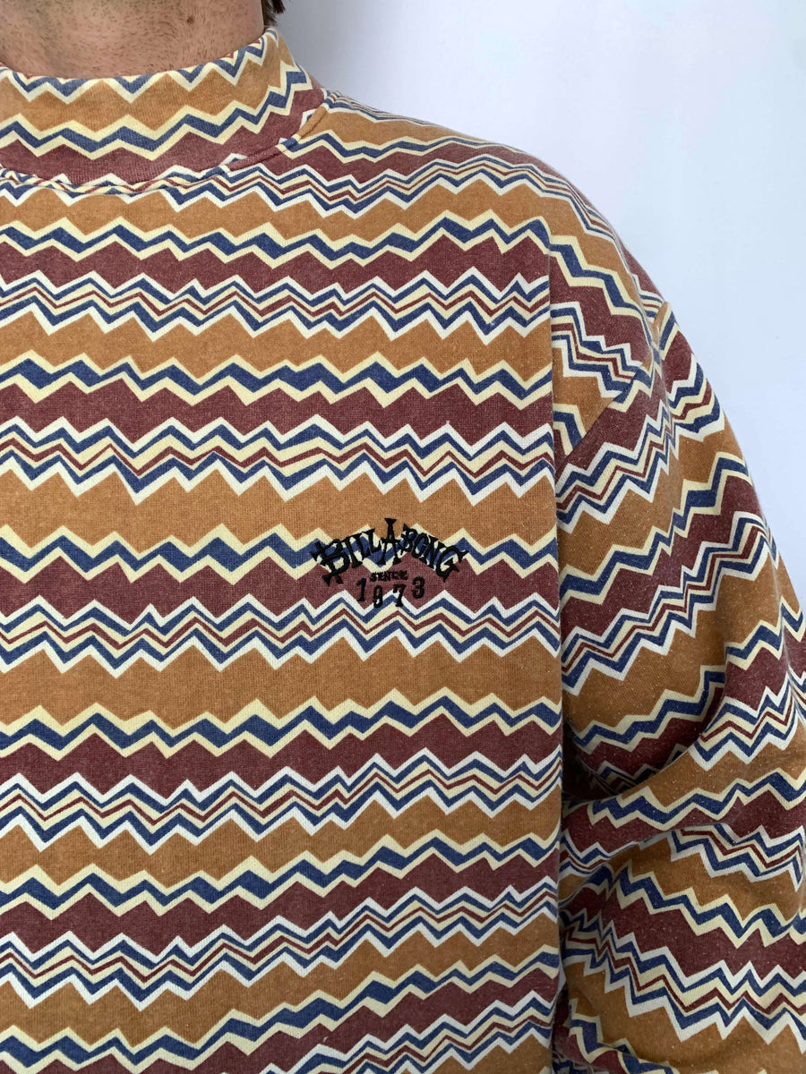 RARE 90S BILLABONG PATTERNED MOCKNECK JUMPER - L/XL