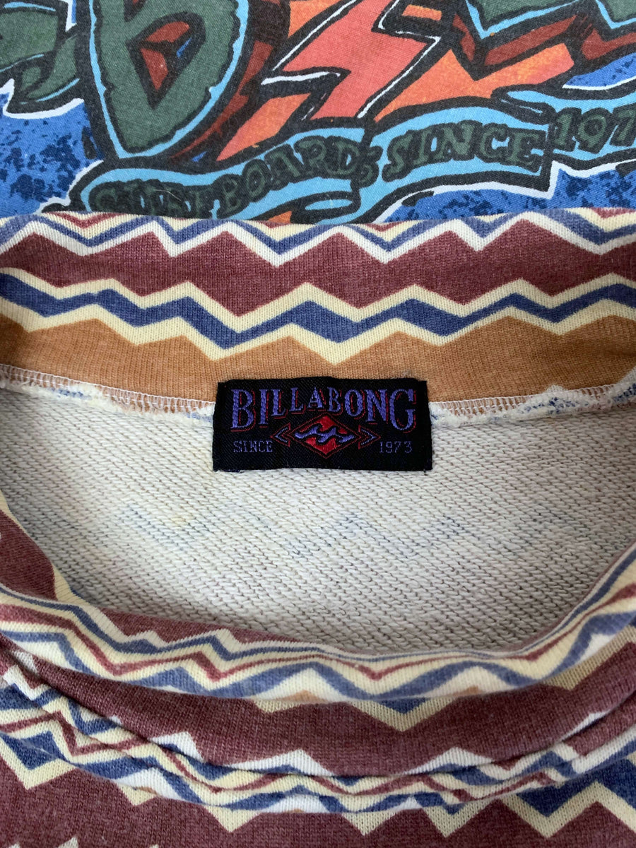 RARE 90S BILLABONG PATTERNED MOCKNECK JUMPER - L/XL