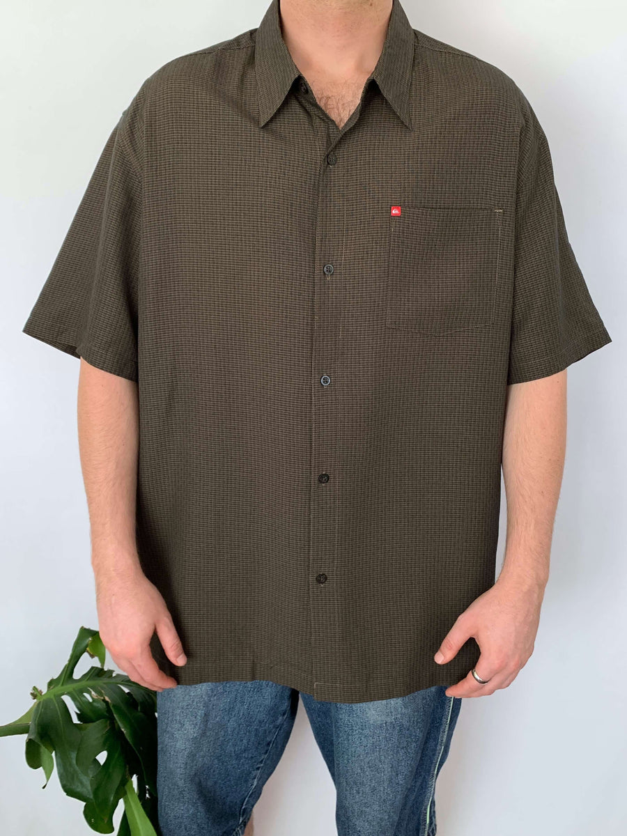 Y2K QUIKSILVER CHECK BUTTON UP - XXL