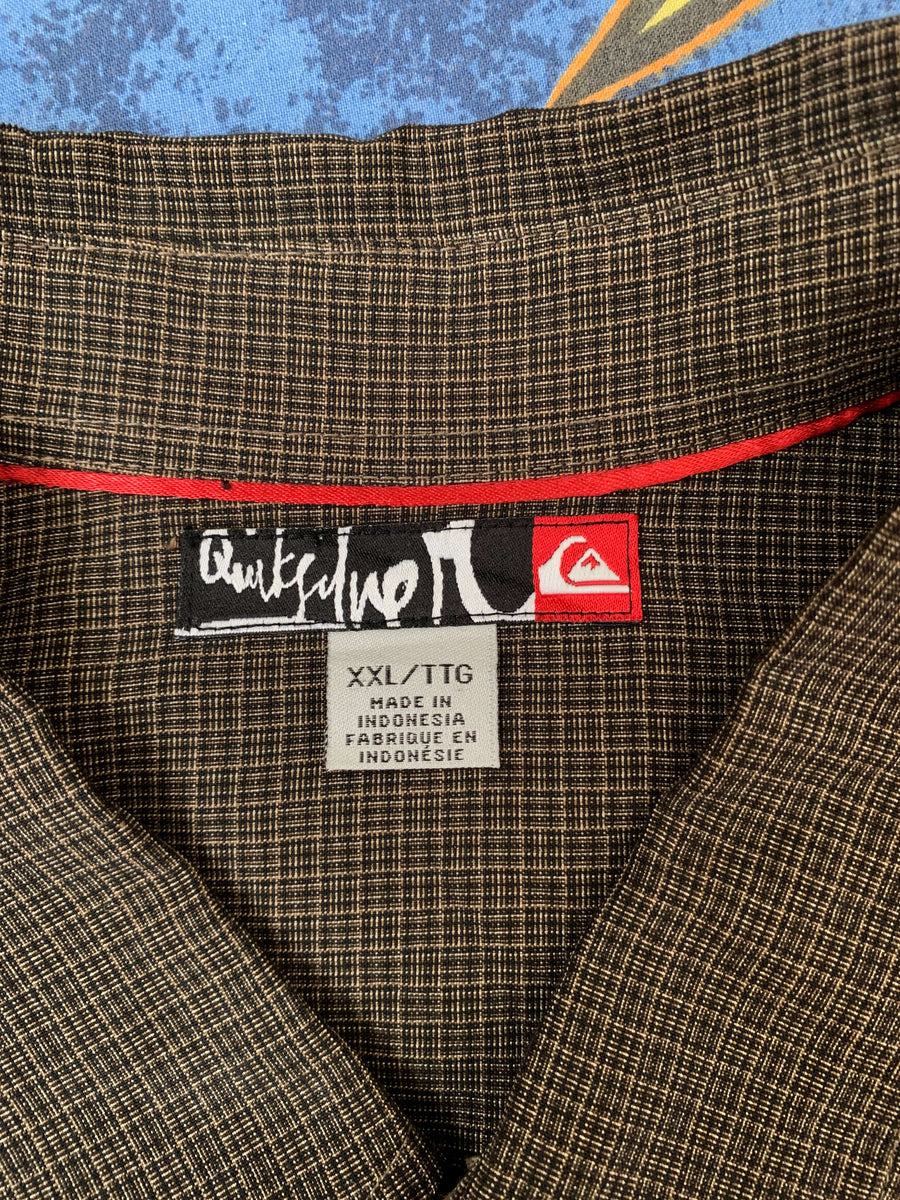 Y2K QUIKSILVER CHECK BUTTON UP - XXL