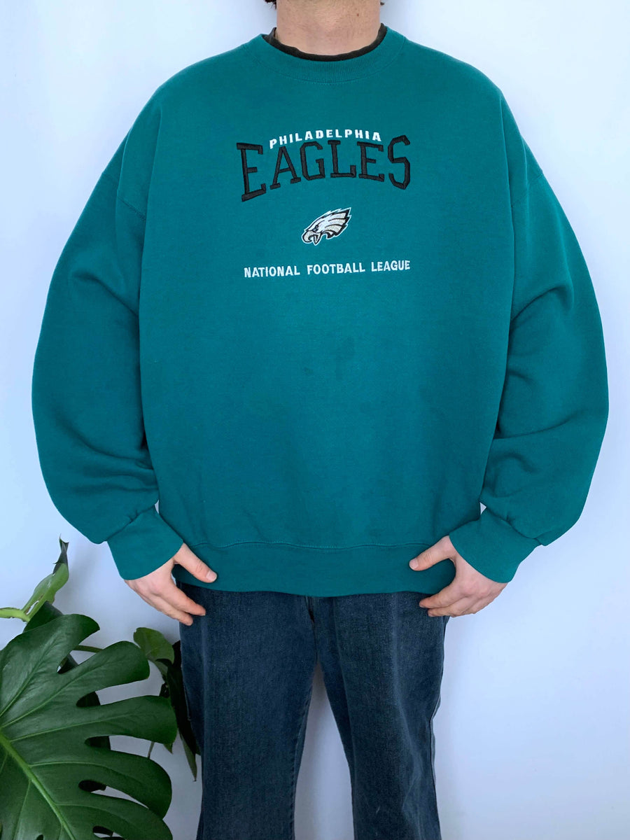 BAGGY 90S PHILADELPHIA EAGLES EMBROIDERED CREWNECK - XL/XXL*