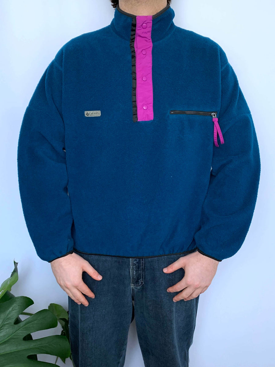 VINTAGE COLUMBIA SNAP BUTTON FLEECE - M