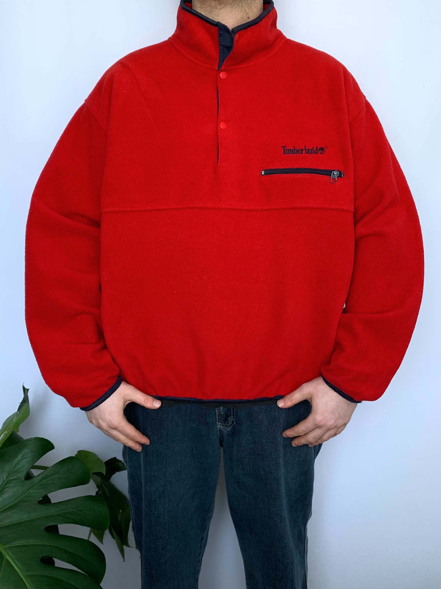 VINTAGE TIMBERLAND SNAP BUTTON FLEECE - L