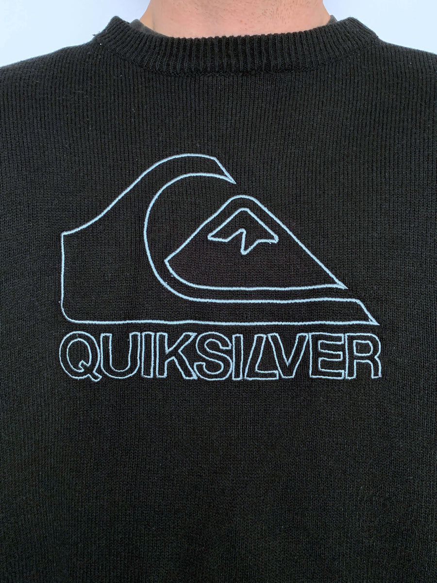 OLD SCHOOL QUIKSILVER EMBROIDERED KNIT JUMPER - L