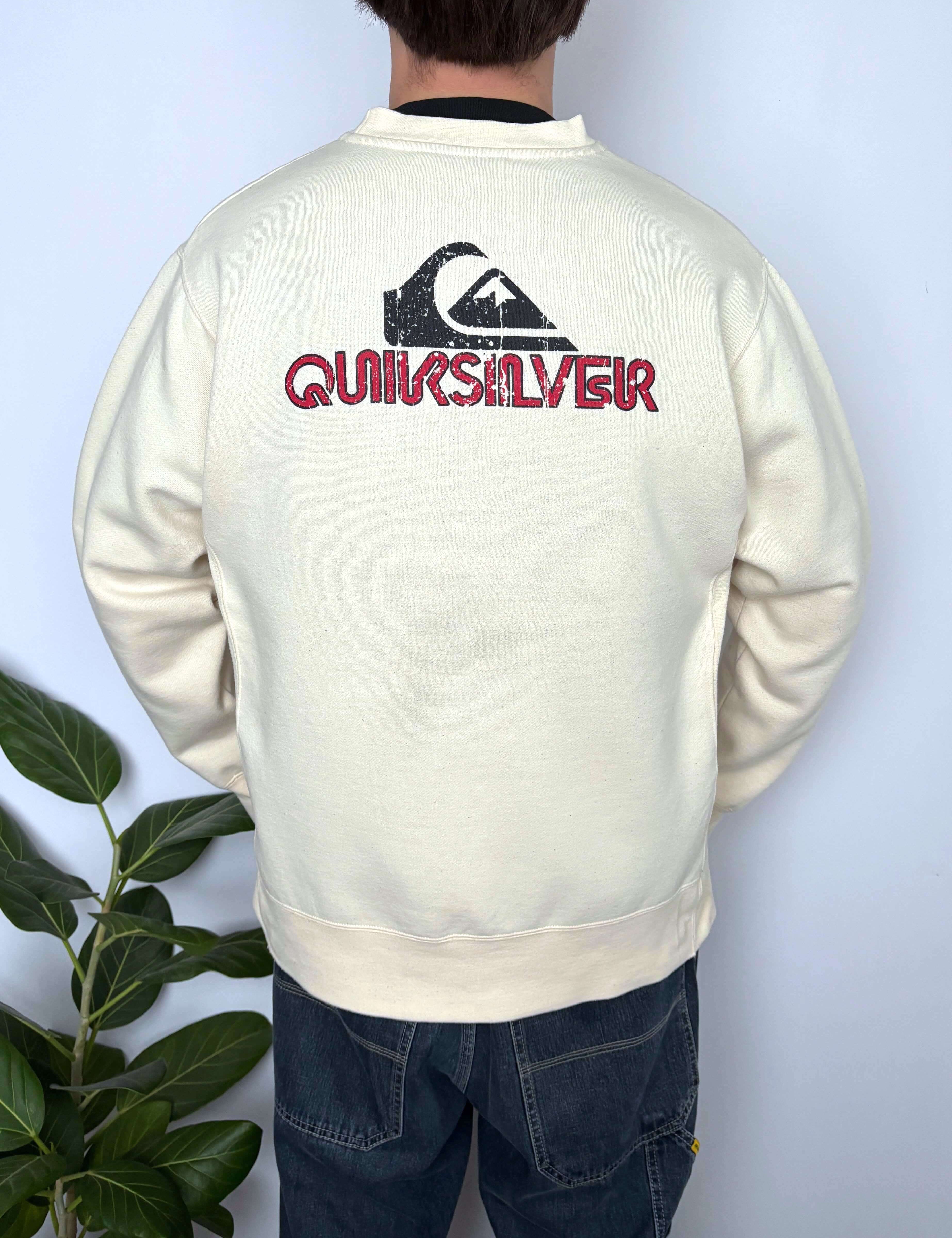 VINTAGE QUIKSILVER BIG SPELLOUT/LOGO CREWNECK - L