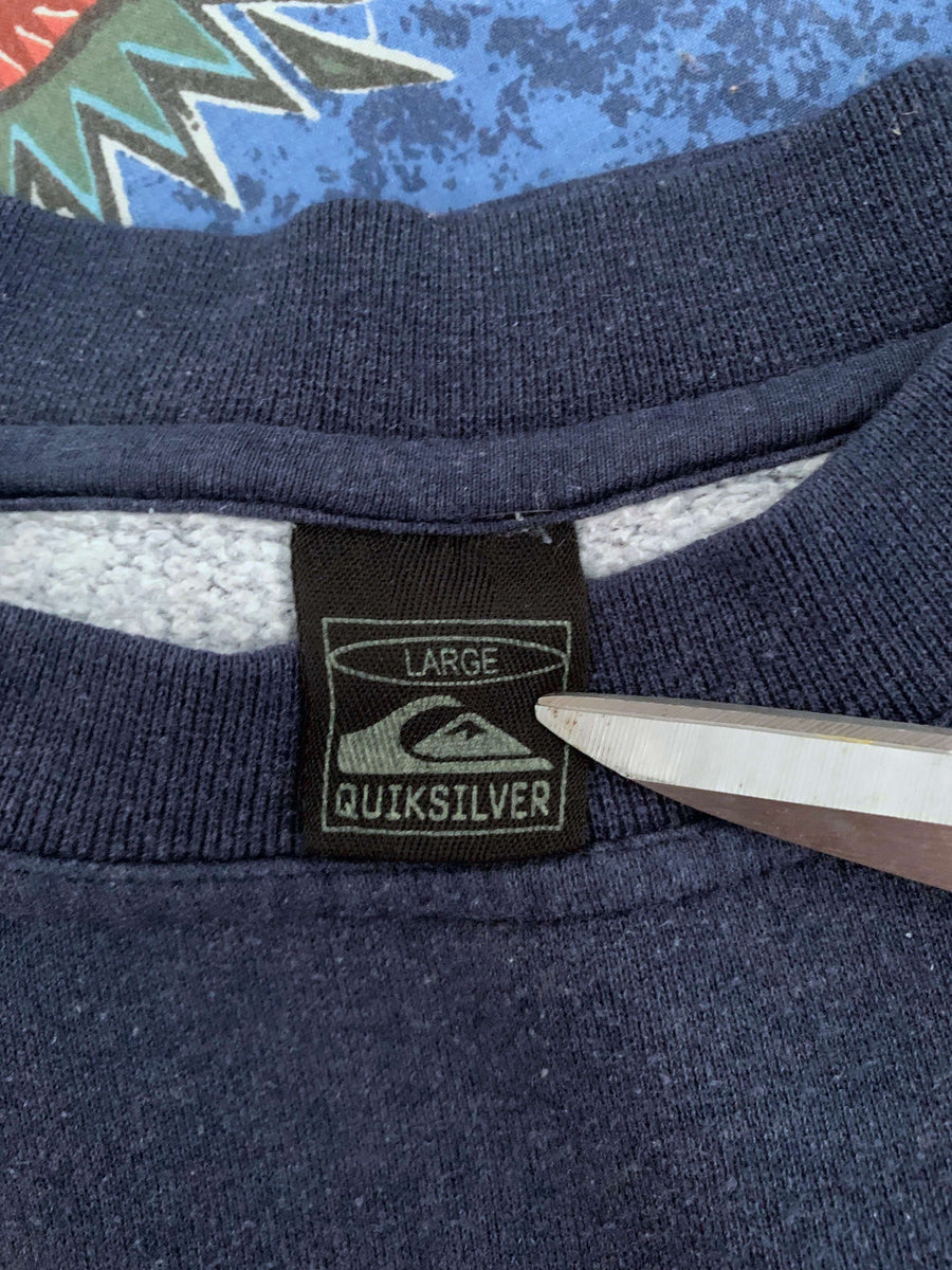 VINTAGE QUIKSILVER HIBISCUS SPELLOUT/LOGO CREWNECK - L