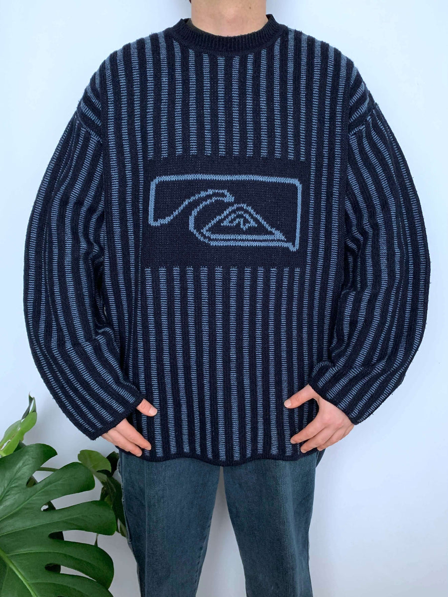RARE VINTAGE QUIKSILVER BIG LOGO KNIT - XL