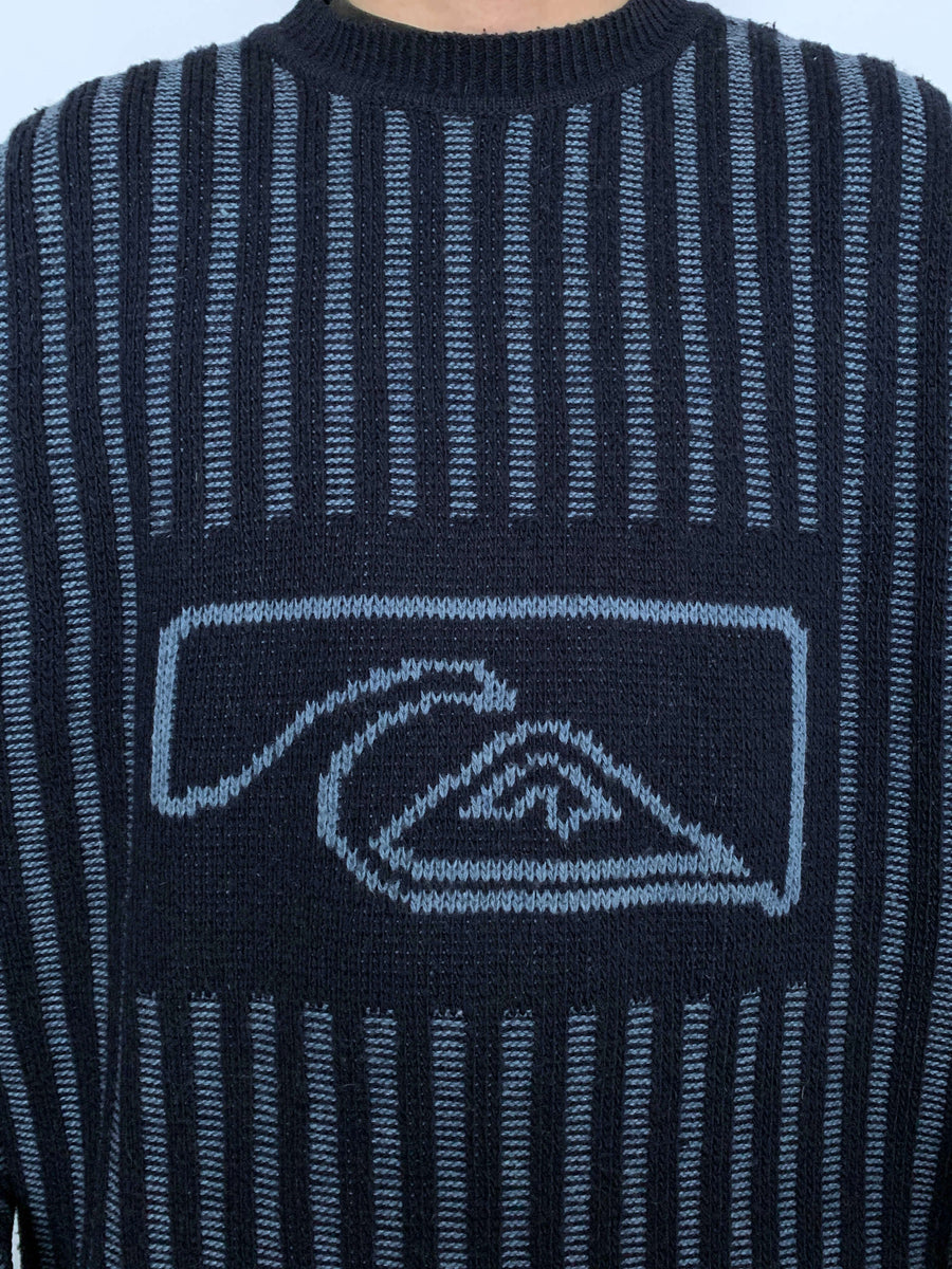 RARE VINTAGE QUIKSILVER BIG LOGO KNIT - XL
