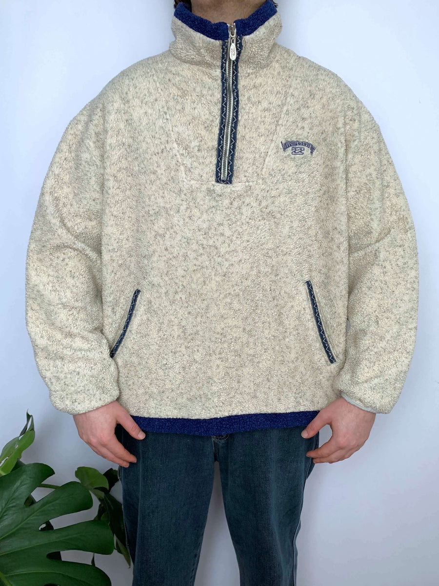 RARE VINTAGE BILLABONG TEDDY FLEECE QTR ZIP - L