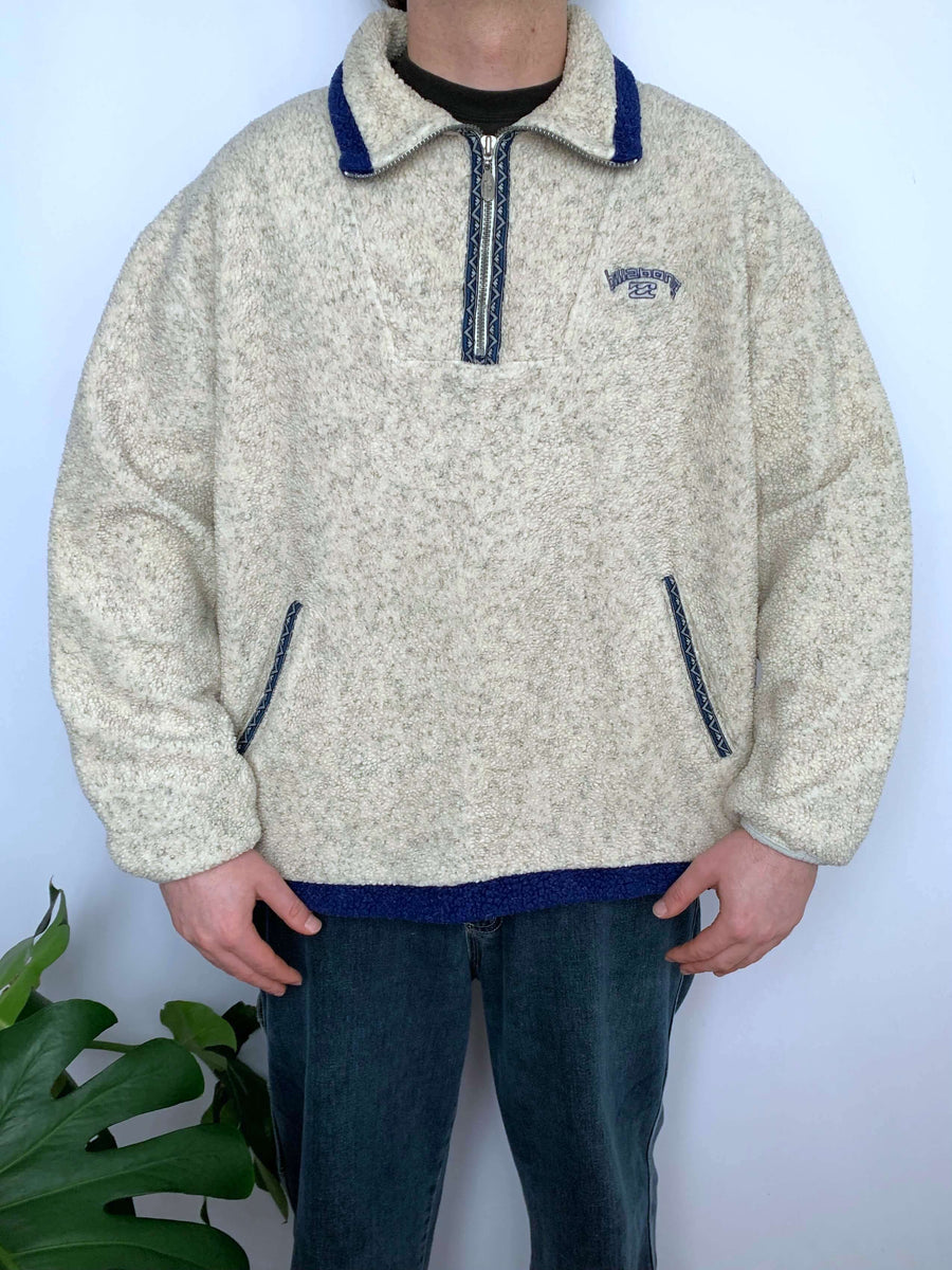 RARE VINTAGE BILLABONG TEDDY FLEECE QTR ZIP - L