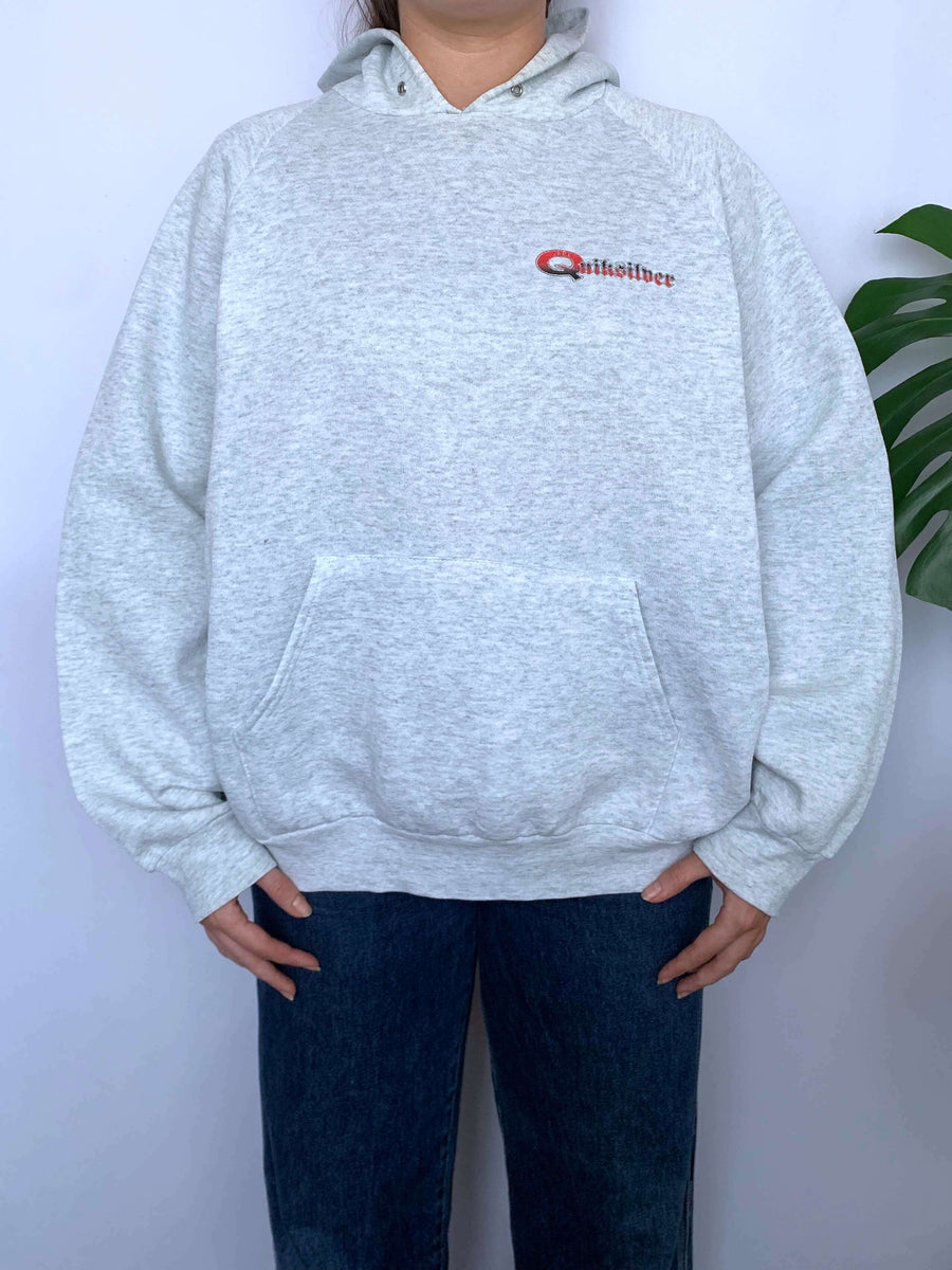 90S QUIKSILVER BIG LOGO/SPELLOUT HOODIE - M