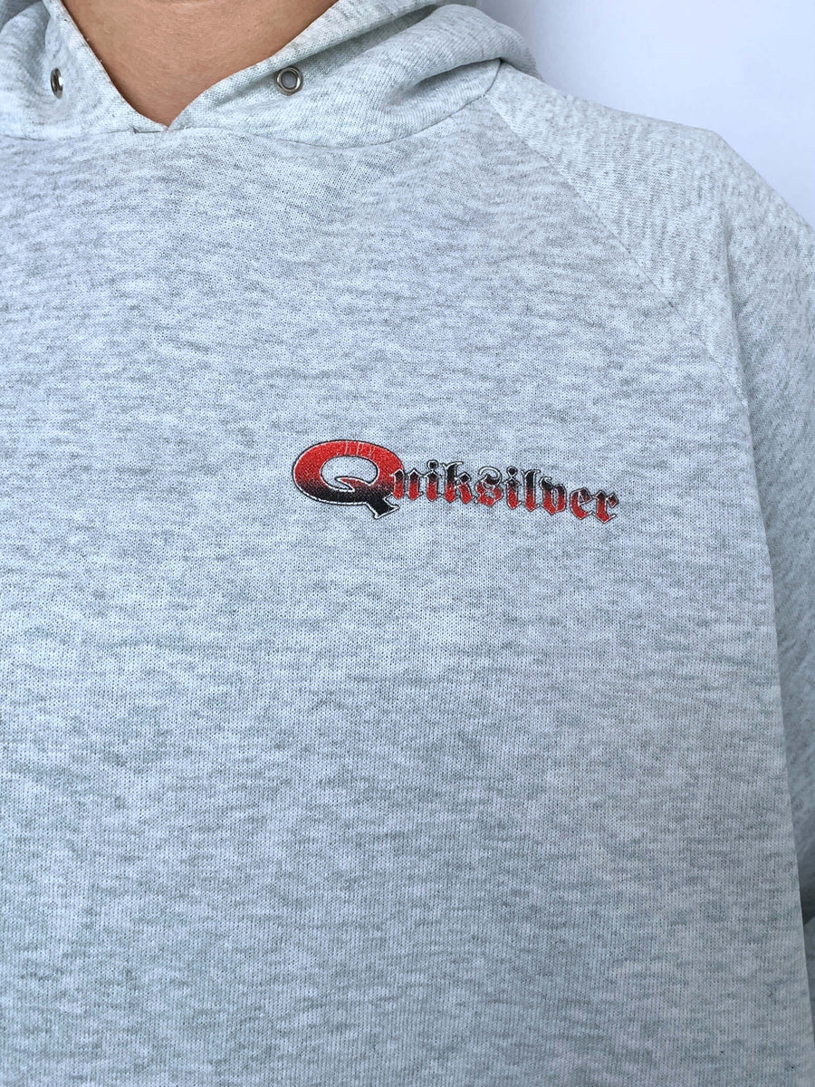 90S QUIKSILVER BIG LOGO/SPELLOUT HOODIE - M