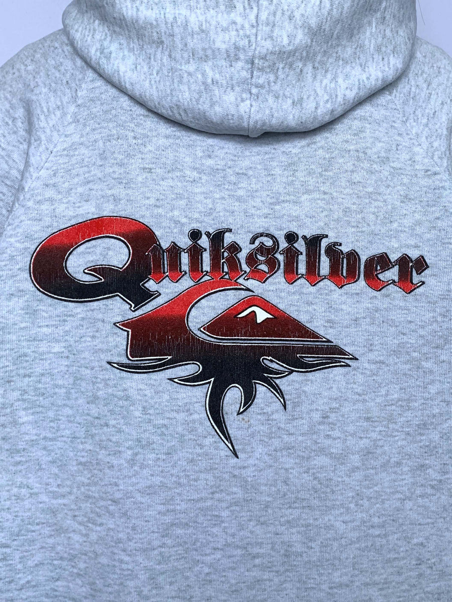 90S QUIKSILVER BIG LOGO/SPELLOUT HOODIE - M